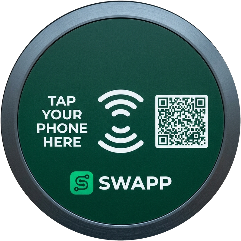 Tap Your Phone Here Physical NFC Church Seat Puck