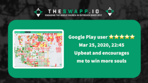 IOS Review 23-1 Promotional graphic for TheSwapp.io showing a mobile app screenshot with a positive user review and a five-star rating.