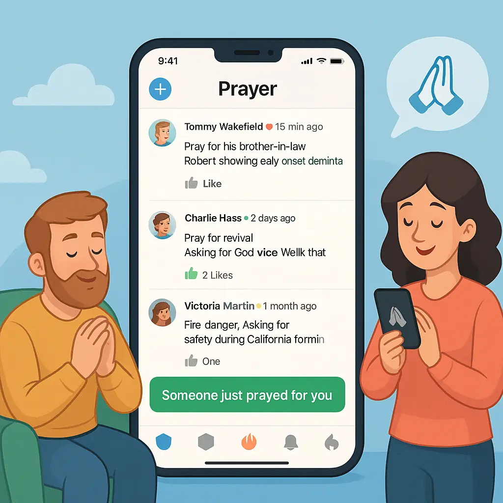 Digital Prayer Wall View on Church App